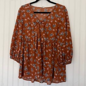 Floral Tie Front Top